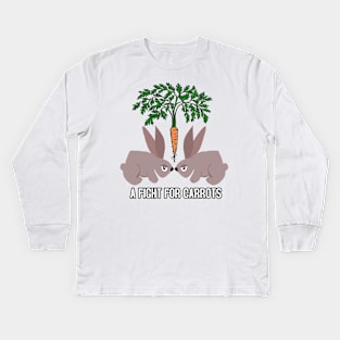 Carrot Clash - Hilarious Rabbit Showdown for the Last Bite! Kids Long Sleeve T-Shirt